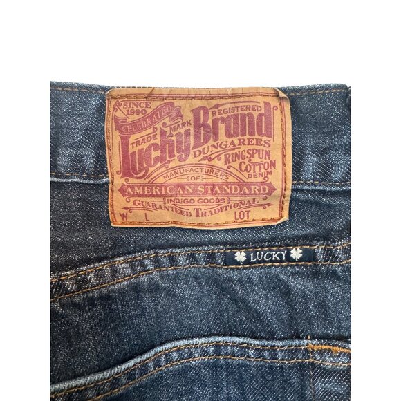 Lucky Brand 181 Relaxed Straight Mens Jeans Size 36x32 Dark Wash 100% Cotton Den - Picture 3 of 6